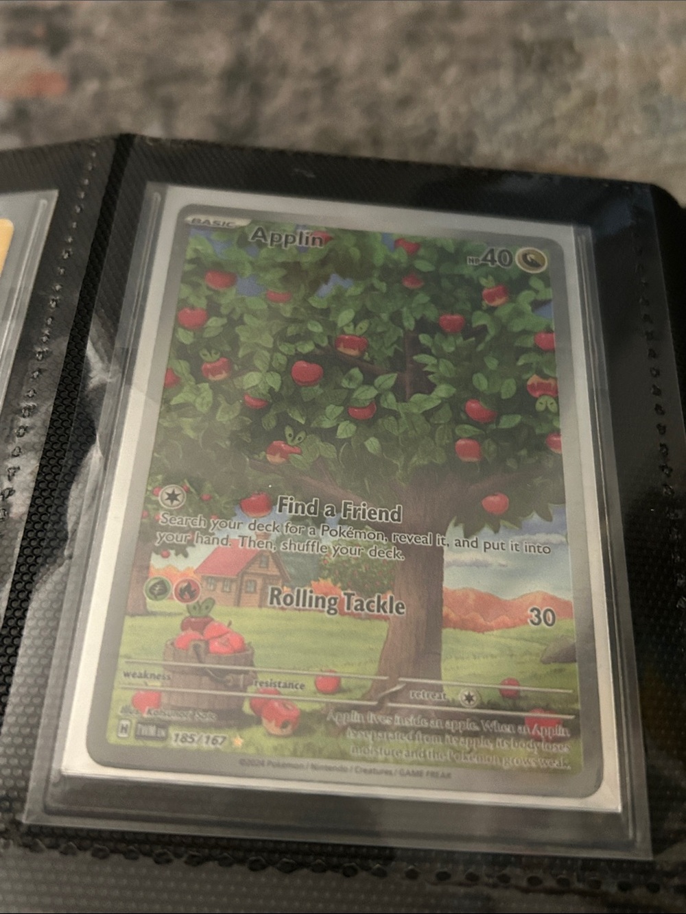 Pokemon Applin Trading Card - Green and Red Artwork